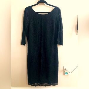 Banana Republic black lace overlay 3/4 sleeve dress